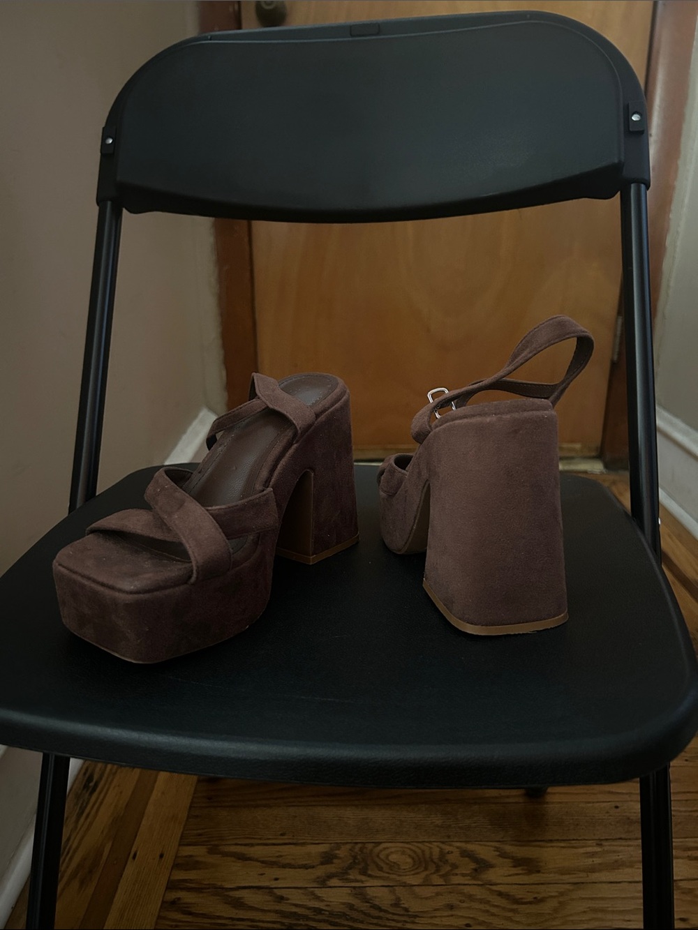 Forever 21 Brown Suede Platform Block Heel Sandals